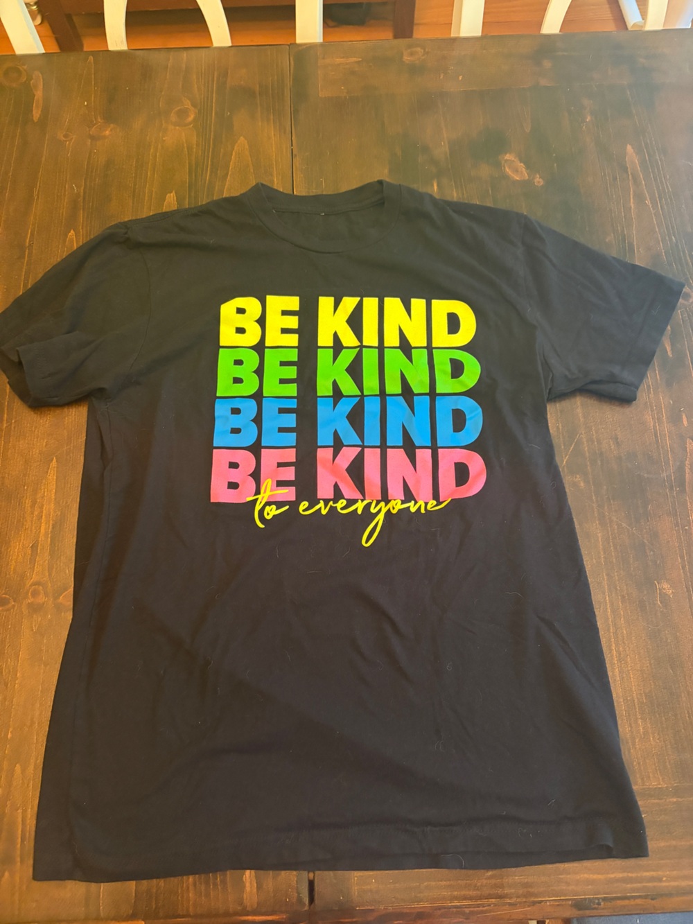Unisex 'Be Kind' Neon Graphic Tee - Black